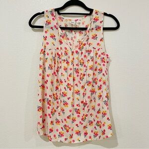 GAP Floral Sleeveless Blouse - Pink and Yellow Size Small